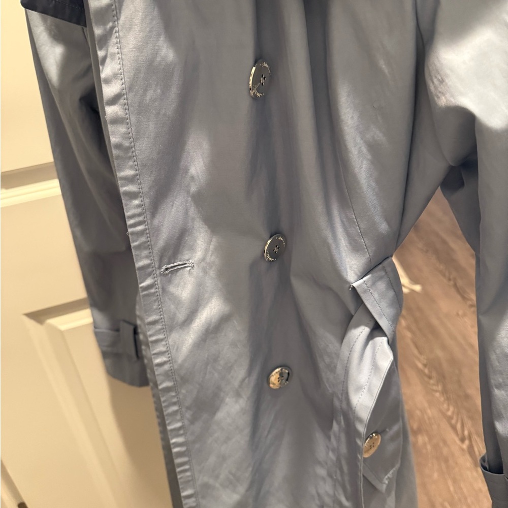 Calvin Klein Light Gray Double-Breasted Trench Coat - Picture 7 of 12